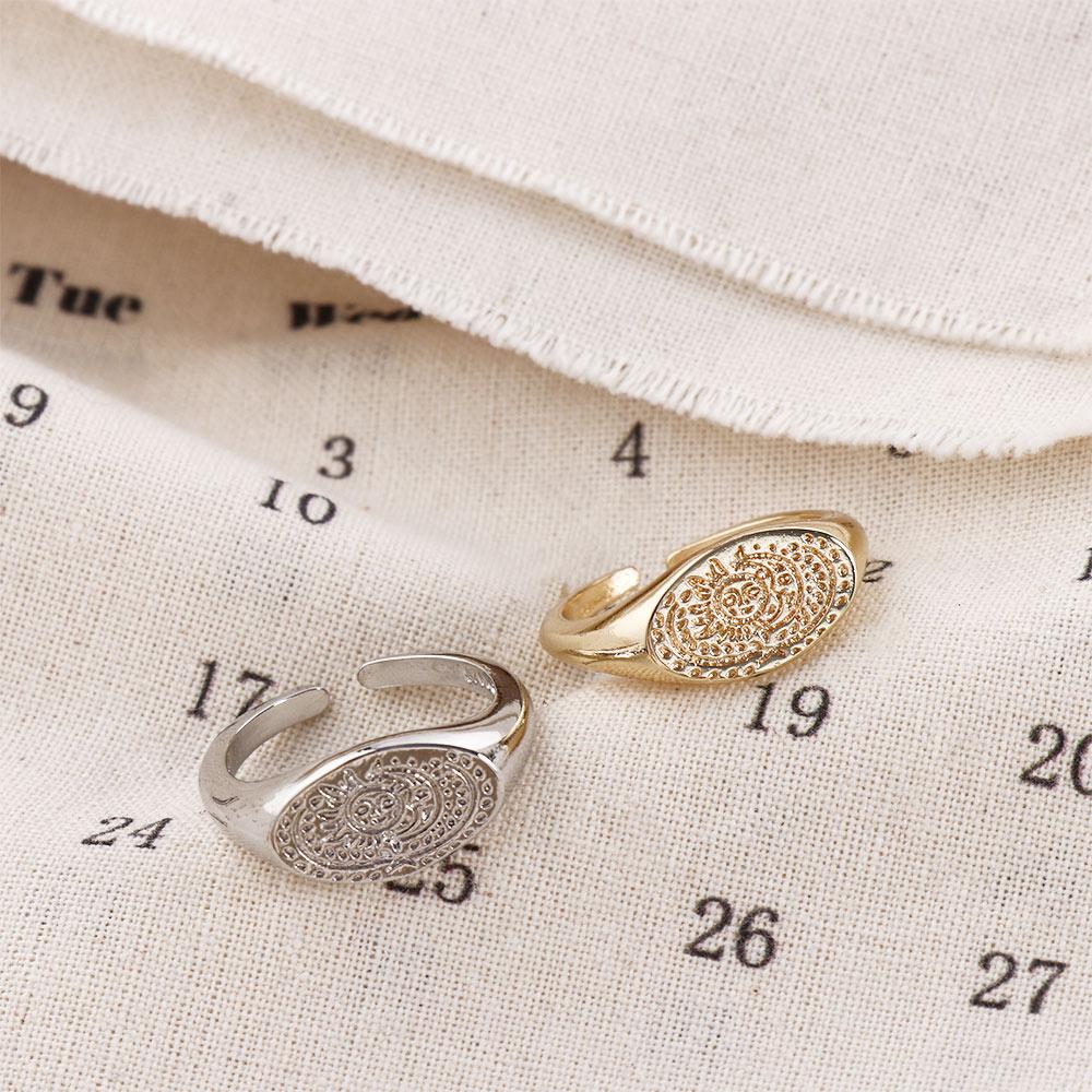 Korean Women Lifestyle - Cincin Pola Matahari Bulan Minimalis Cincin