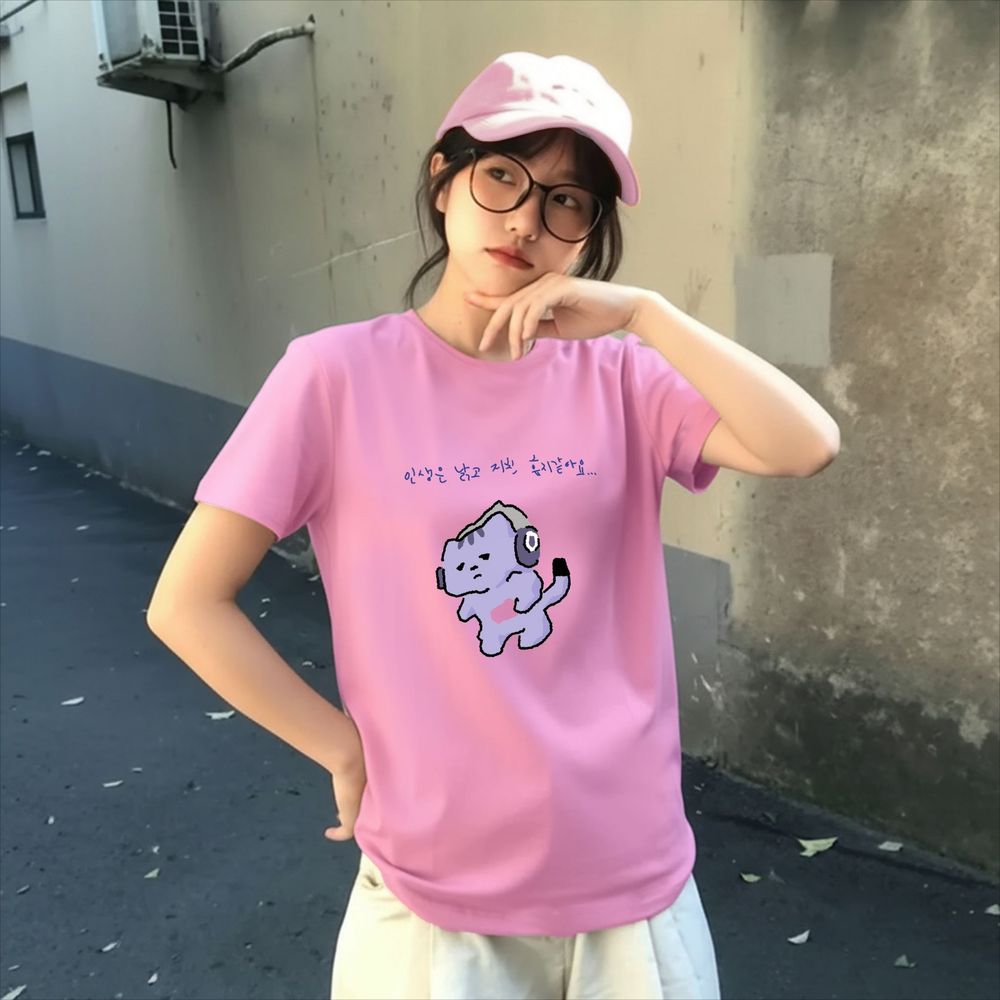 Kaus Gambar Cetak Teks Lucu 'L - Lifestyle Of Korean ulasan dan harga