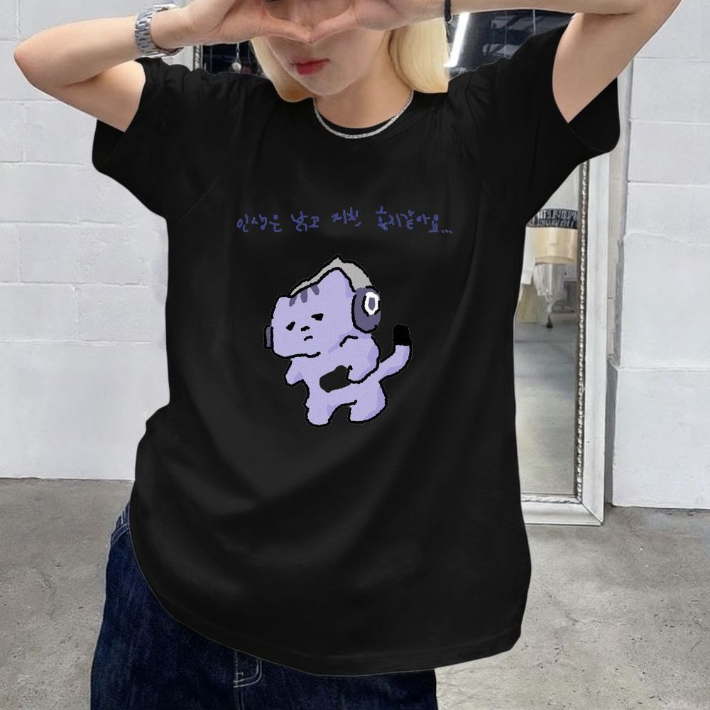 Kaus Gambar Cetak Teks Lucu 'L - Lifestyle Of Korean ulasan dan harga