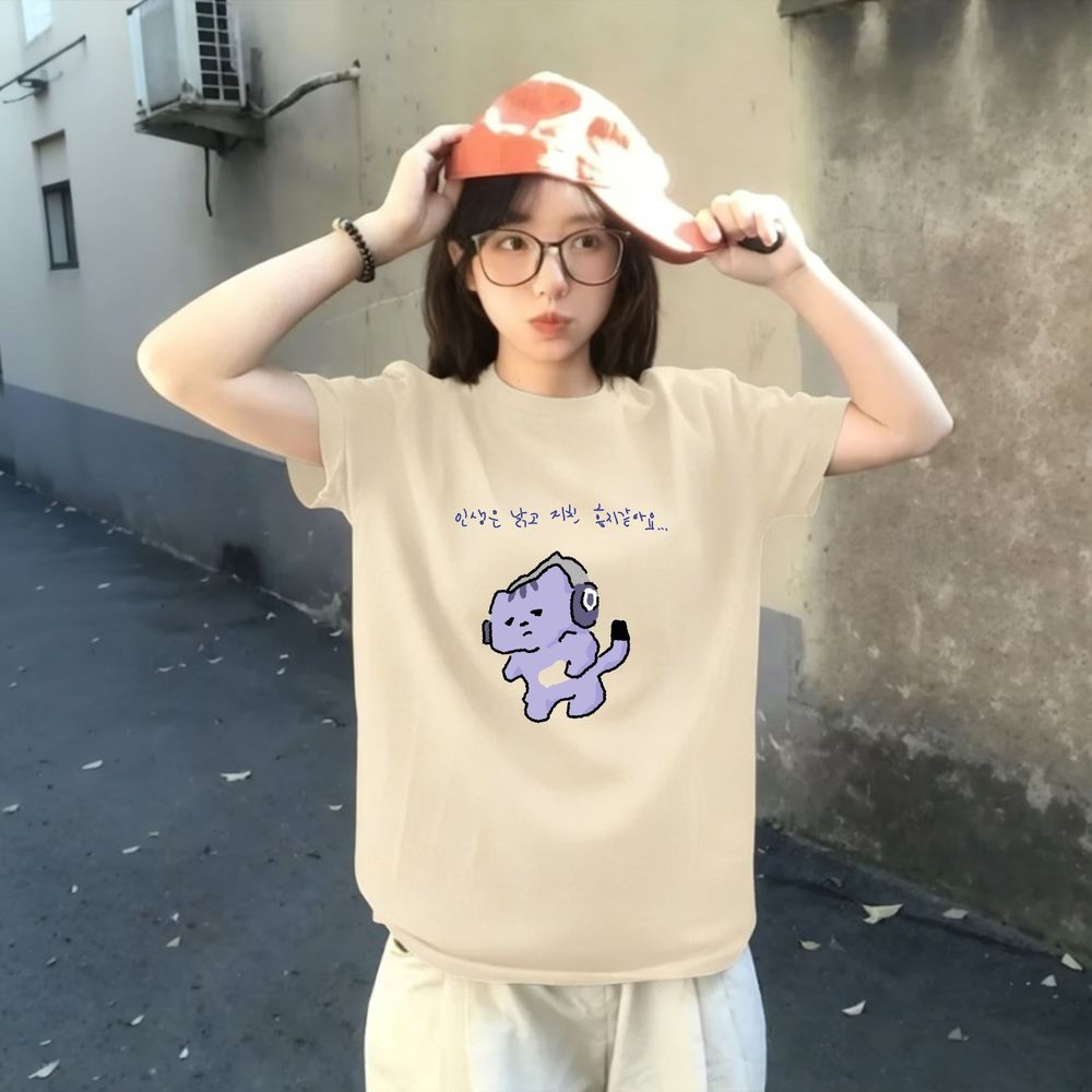 Kaus Gambar Cetak Teks Lucu 'L - Lifestyle Of Korean ulasan dan harga